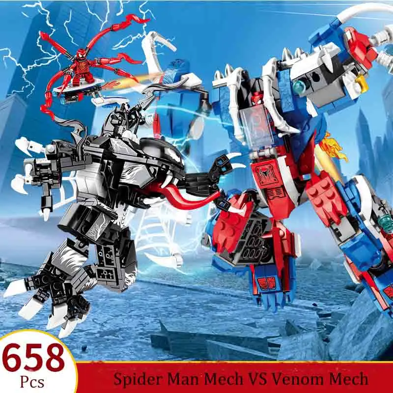 

Avengers 4 Endgame Avengers Spider Man Mech VS Venom Mech Set Compatible Building Blocks Bricks Boy Toys B458