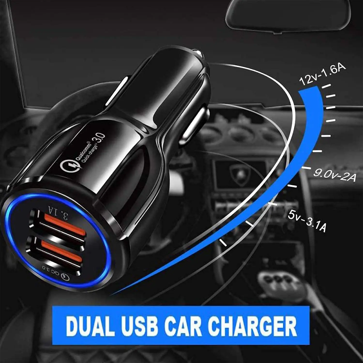  18W 3.1A автомобильное зарядное устройство с двумя портами USB для быстрой зарядки QC телефон зарядное устройство адаптер для iPhone 12 11 Pro Max 6 7 …