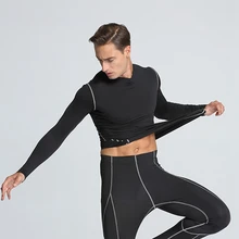 Фитнес Топ для мужчин с длинным рукавом УФ защита быстросохнущие колготки спортивная одежда