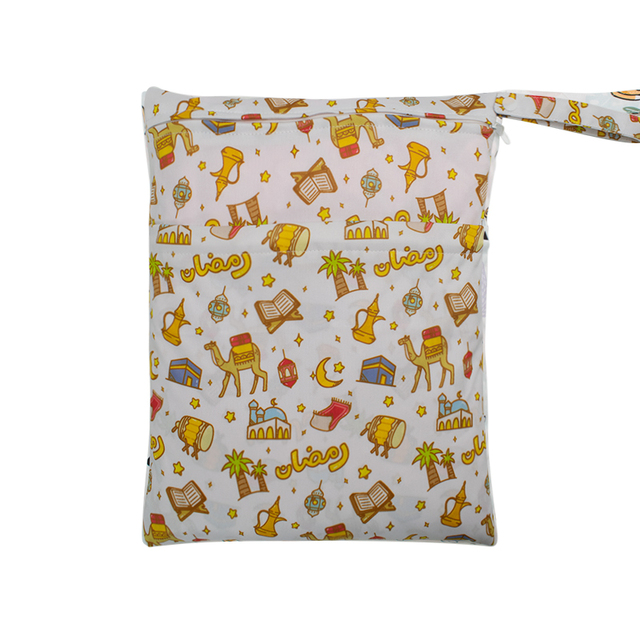 Baby Nappies Bag Printed Wet Dry Nappy Zipper Handbag Stroller Accessories For Baby Diapers Nappies Bag Reusable