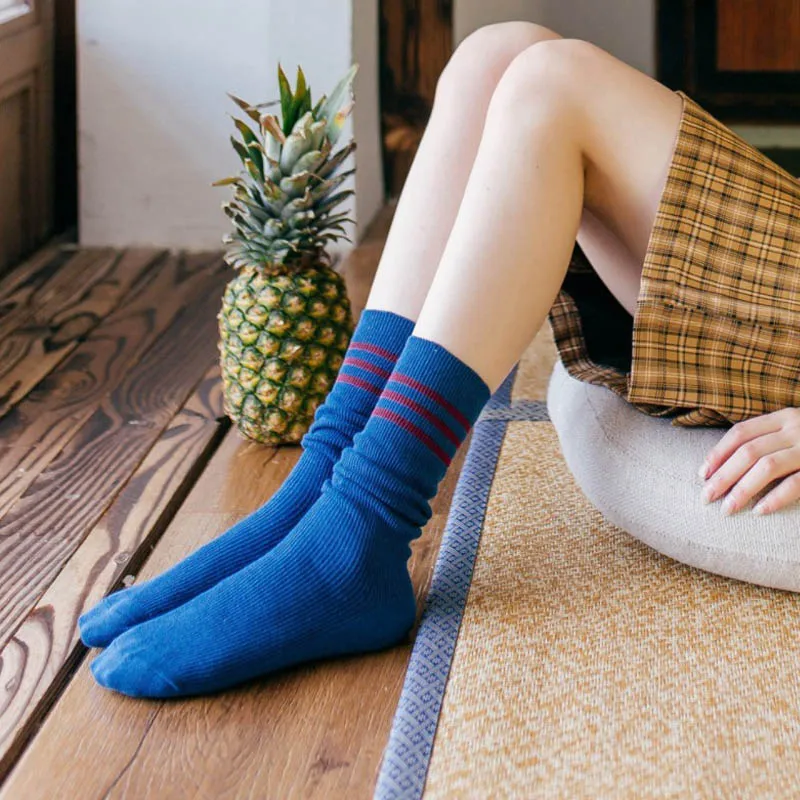 4 пары, женские длинные хлопковые носки, Sokken Meias, женские, дамские, женские, кавайные носки, цветные, дышащие, мягкие, в упаковке, розовые, синие, оранжевые