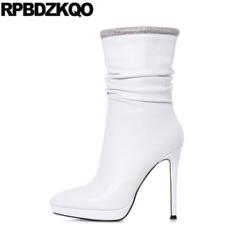 

ankle stiletto fetish stripper white extreme boots high heel big size exotic dancer designer shoes women luxury 2019 pointed toe