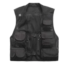 

Summer Plus Size Multi Pockets Vest Men Mesh Breathable Photography Waistcoat Reporter Director Casual Vest Work Uniform VT-121