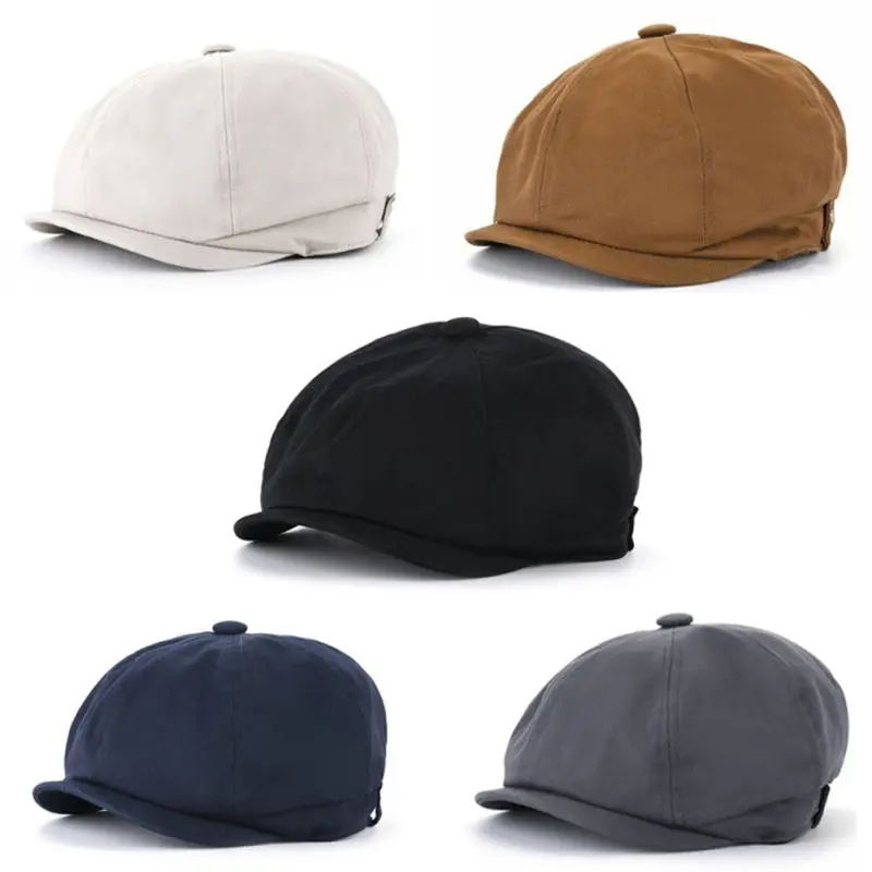 

Summer Fashion Casual Solid Color Men Women Cap Breathable Thin Cotton Ivy Octagonal Newsboy Cap Practical Sun Shade Hat Z