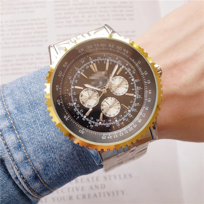 

Luxury Chronograph Retro Dial Mens Watchses Quartz Watch for Men with Stainless Steel Strap relojes hombre 2019