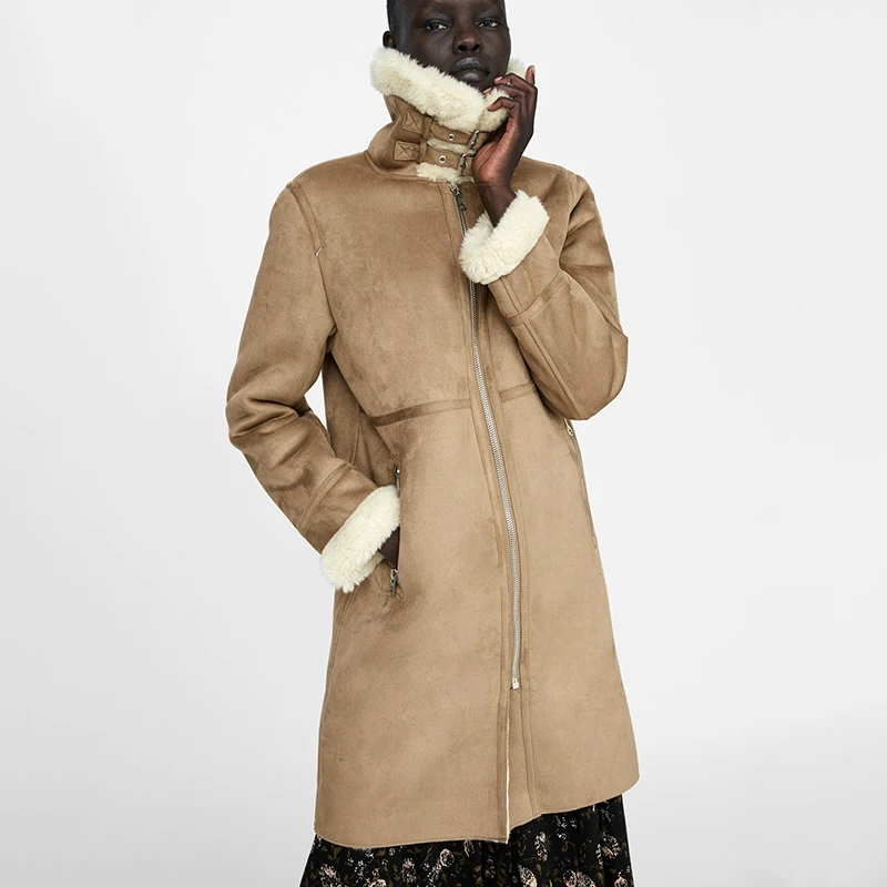 Зимняя замшевая кожаная Меховая куртка для женщин длинного размера плюс, женская теплая парка, замшевая куртка, Женское пальто, мотоциклетная куртка, верхняя одежда