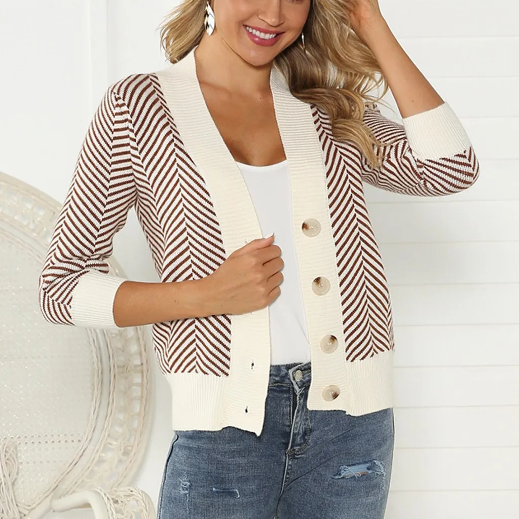 

sweaters women invierno Casual Button Patchwork long Sleeve Knitted Sweater Autumn Winter Warm Cover Up Cardigan Truien Dames