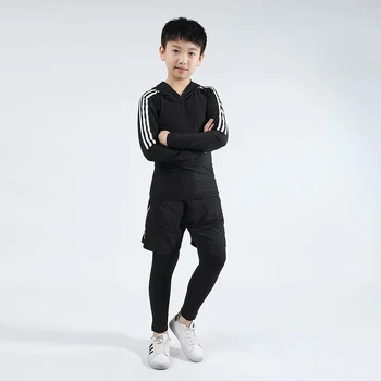 

Kids Boxing Compression Set Jersey + Pants Kids Running Basketball T-shirts Tight Pants Teenage Sportswear MMA Rashguard