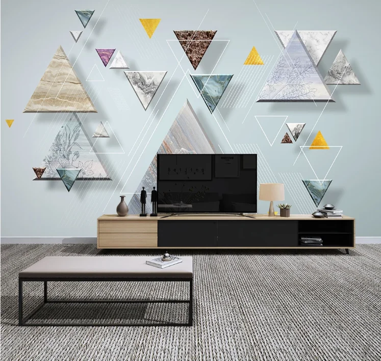 Modern Geometric Blue Marble Wall Mural for Bedroom 3D Papers HD Printed Wallpapers Murals TV Background Abstract Custom | Обустройство
