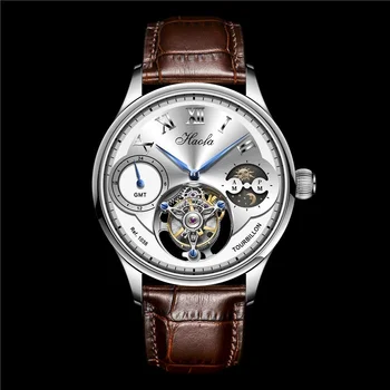 

HAOFA Mens Flying Tourbillon Automatic Movement Mechanical Luxury Watch GMT