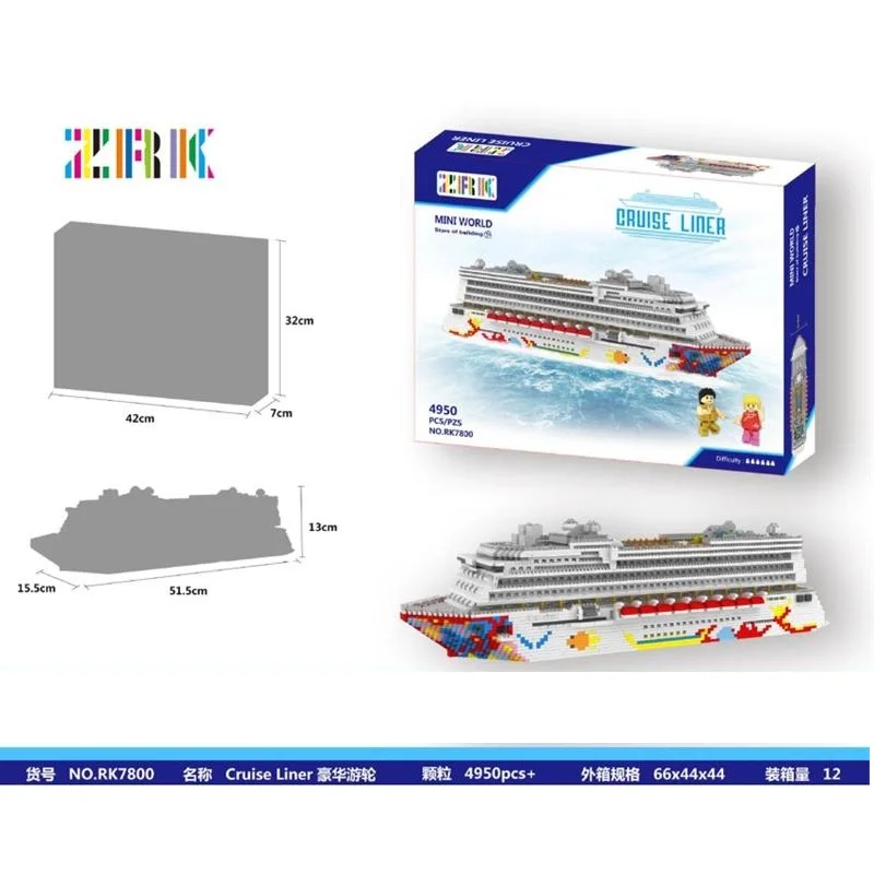 

4950pcs Challenge ZRK Mini Blocks Big Size Cruise Ship Model Building Bricks Cruise Liner DIY Assembly Toys for Children Gifts