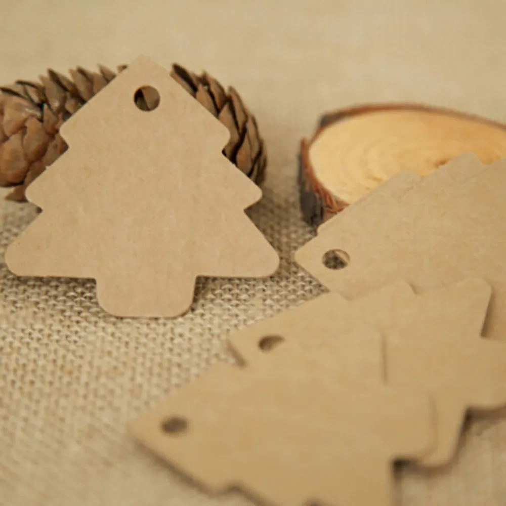 Card label 50pcs DIY Kraft Christmas Tree Shape Hang tag Party Deco Paper Cards Gift Craft 5.5*5.4cm | Дом и сад