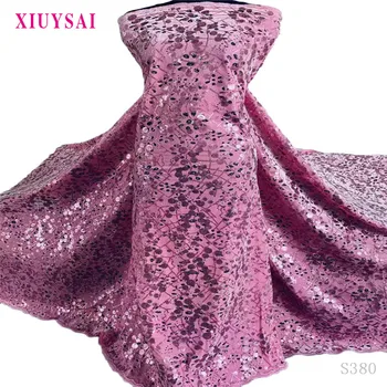 

Velvet Lace Fabric with Sequins French Tulle Mesh Lace High Quality Sequins Lace Fabrics for Bridal Lace Material SK380