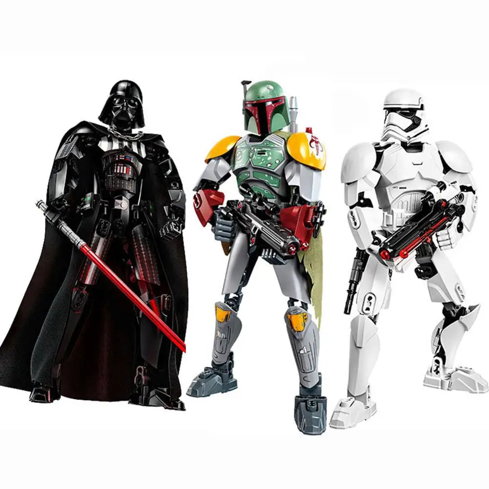 

Star Wars Buildable Figure Building Block Stormtrooper Darth Vader KyloRen Boba Fett Jango Chewbacca Action Figure Toy for Kids