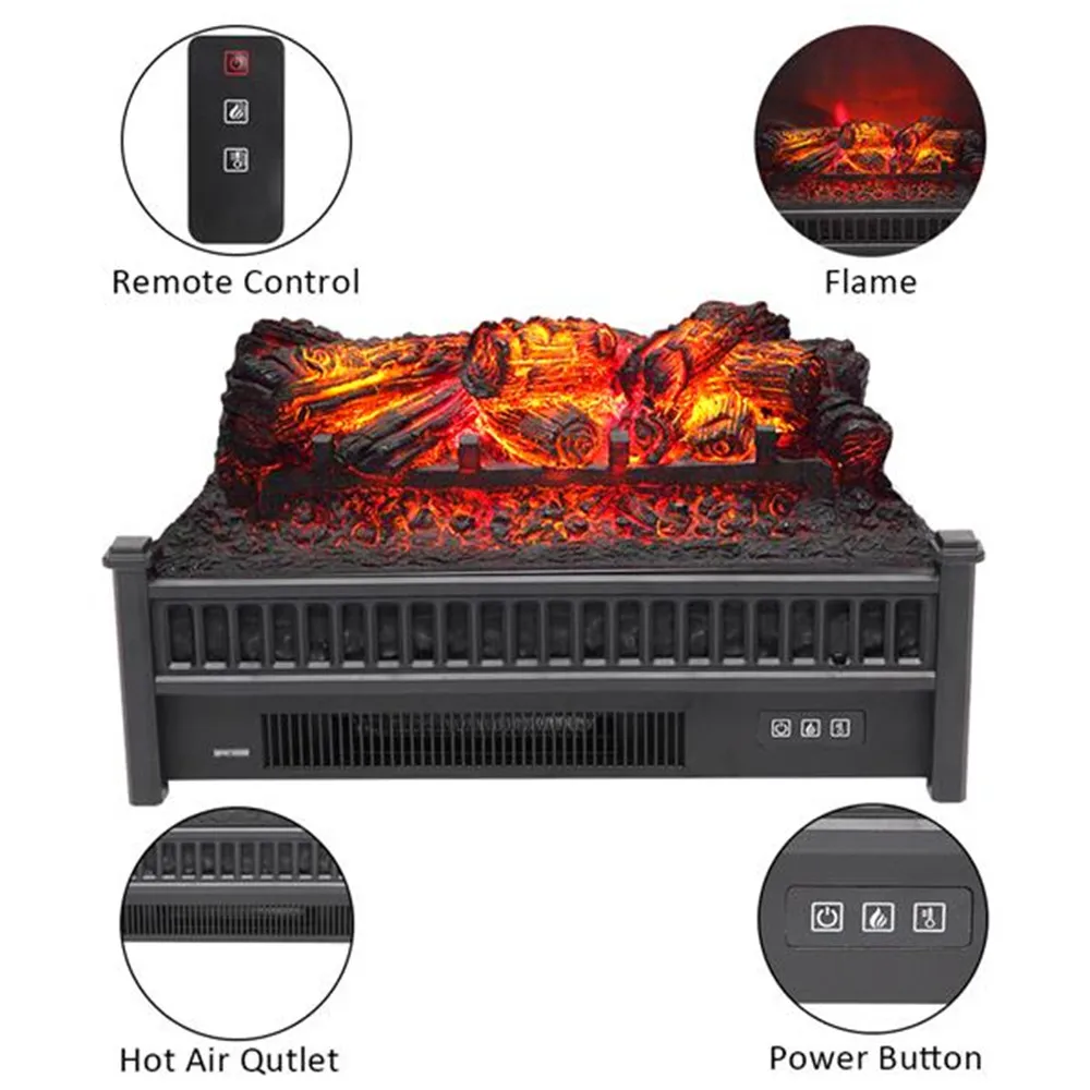 23 Inch Fake Wood Without Frame Embedded 1400W Single Color / Fake Wood / Heating Wire / With Small Remote Control Black