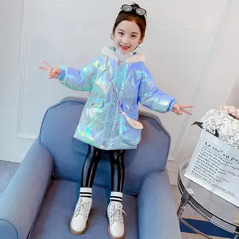 

2020 New Girls Cotton Padded Winter Clothing Fashion Padded Jacket Coat Plus Velvet Kids Winter Clothes Girls Clothes 10 12 Year