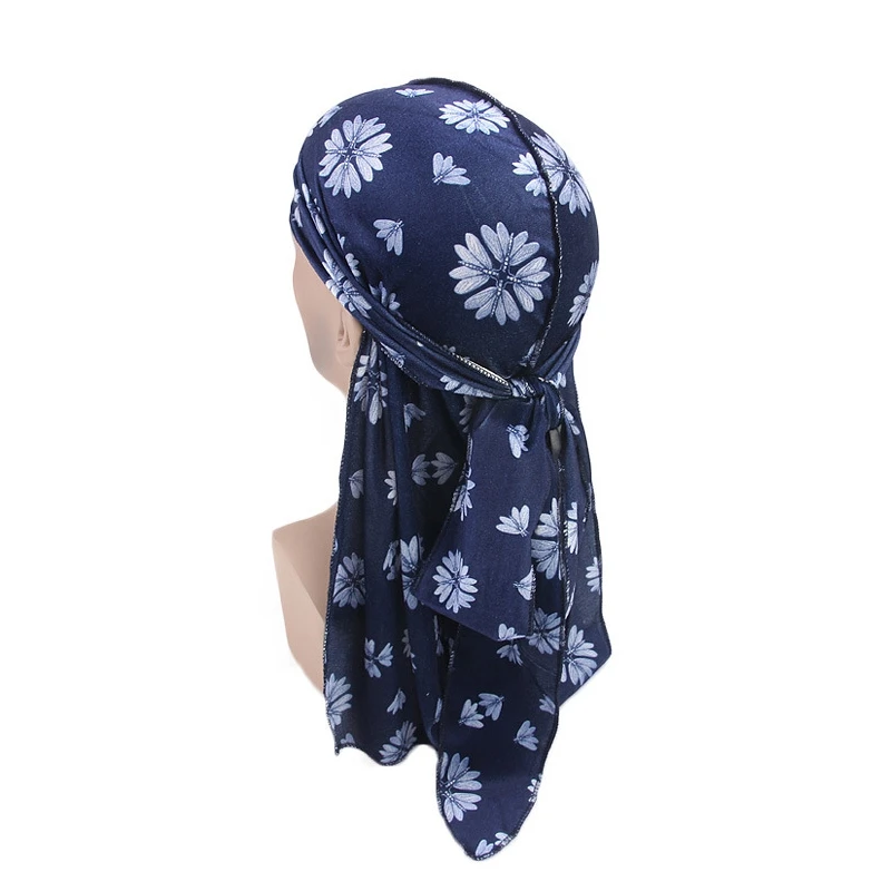 Doo Rags Цветочная удлиненная бархатная печатная длинная хвостая пиратская шляпа хип-хоп тюрбан шапка Повязка На Голову Бандана головной убор - Цвет: E