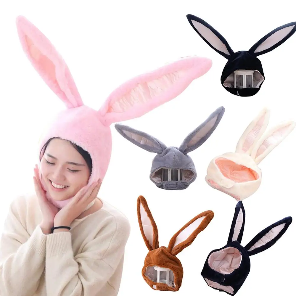 Gorro con orejas de conejo para mujer y niña, Gorro con orejas de conejo para Halloween, Cosplay, gorro largo con Orejas de conejo de peluche Sombrero de conejo