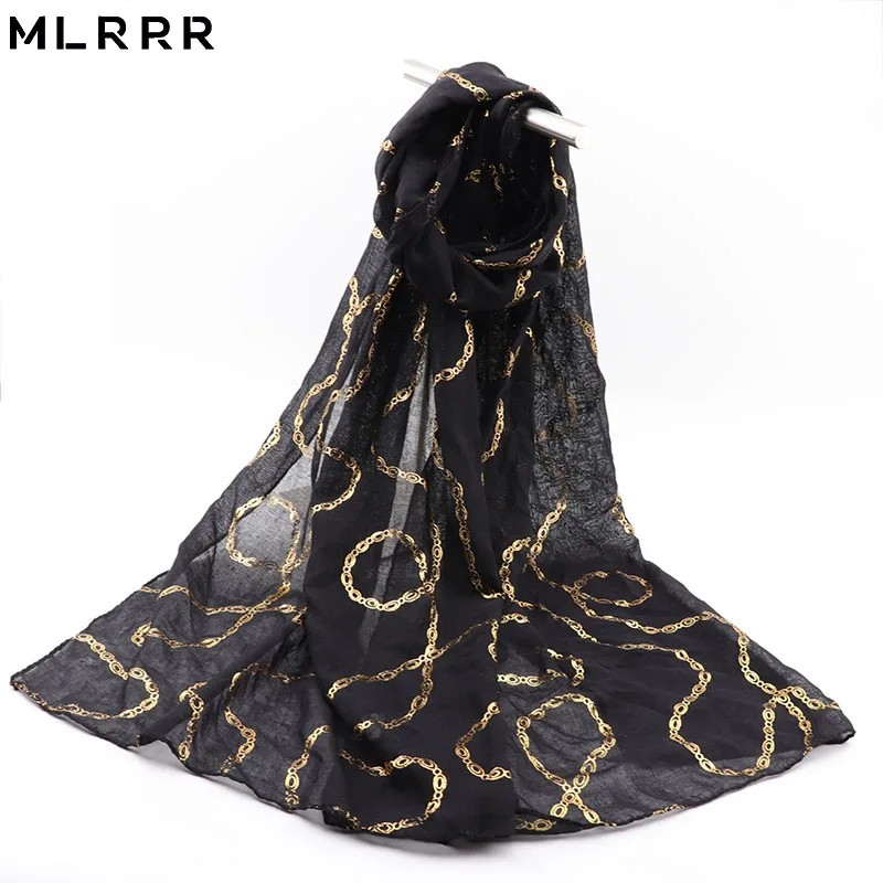 MLRRR Новая мода горячего тиснения цепи длинный шарф для женщин шаль (черный) |
