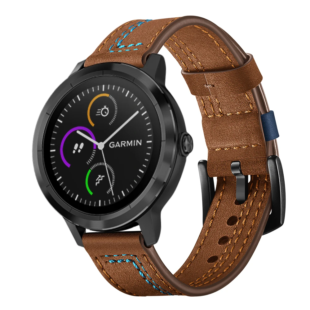 UEBN 20 мм кожаный ремешок для Garmin Venu Vivoactive 3 HR Move 3 Forerunner 245 645 сменный Браслет для часов