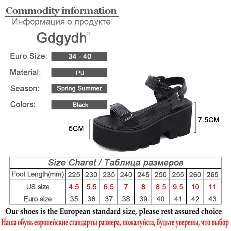 Женские сандалии на массивной платформе Gdgydh черные обувь в стиле панк блочном