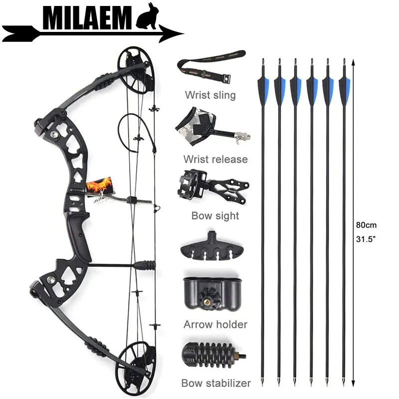 30-70lbs Archery Compound Bow M125 Sight Stabilizer Release Stand IBO320FPS RH And Arrow Shooting Accessories | Спорт и развлечения