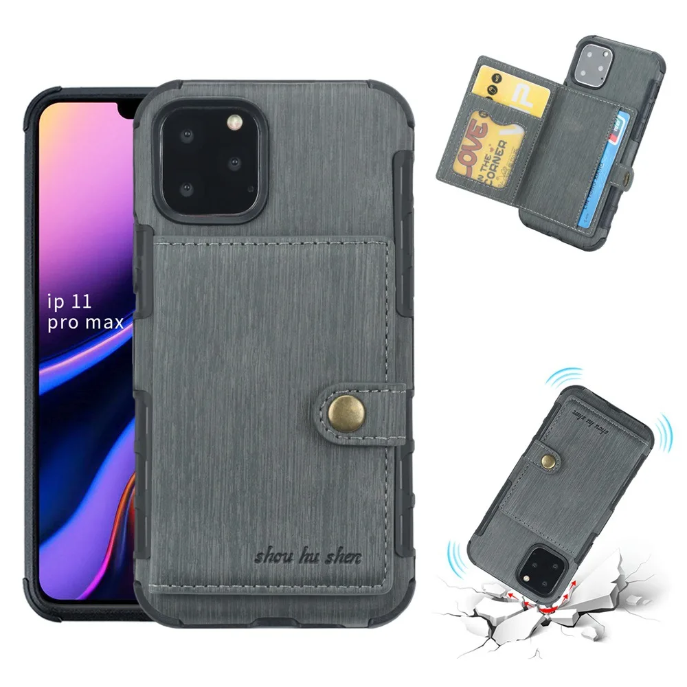 Чехол бумажник на кнопке для телефона iPhone 11 pro max X XR XS Max 6 6S 8 7 Plus Роскошный чехол с
