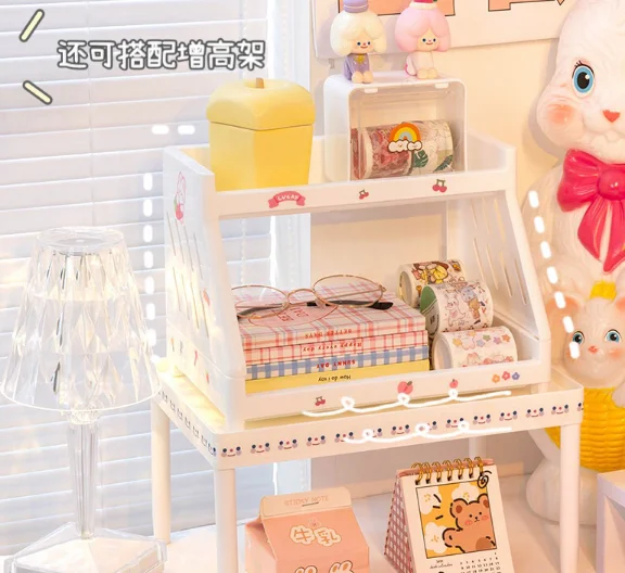 Classification of double layer on small desk lovely desktop receives place content rack J03