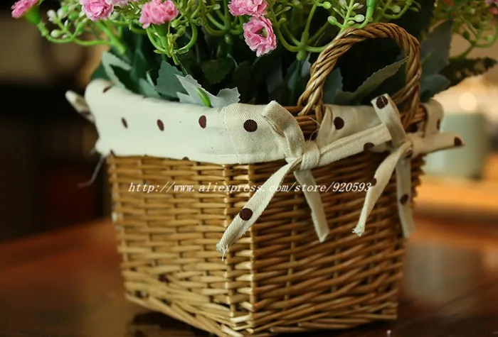 Высокое качество один набор ротанга ваза-корзина+ цветы метров Орхидея искусственный цветок Набор Lavandula украшение дома