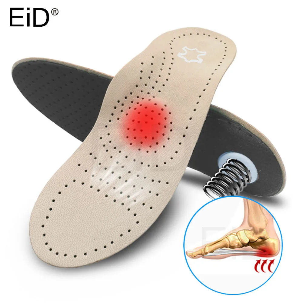 EiD кожа высокого качества insole стелька для плоских ног супинатор ортопедический обувь вставки в обувь для ног для мужчин и женщин