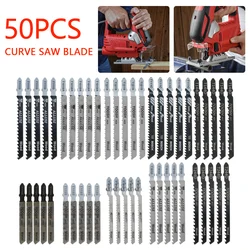 Juego de cuchillas curvadas HCS t shank para cortar madera y plástico, herramienta de corte de Metal, Kits de acero, 50 unidades