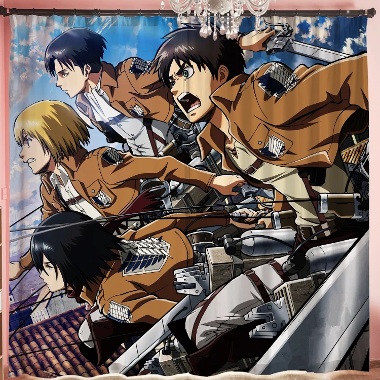 Anime Angriff Auf Titan 2 Panels Set Fenster Vorhange Block Heraus Stoff Vorhange Verdunkelung Thermische Isolierte Wohnzimmer Schlafzimmer Decor Feuer Vorhange Aliexpress
