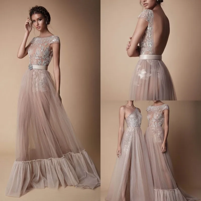 

Женское платье с открытой спиной, кружевное платье с рукавами-крылышками и аппликацией для особых случаев, платье для выпускного вечера со шлейфом, 2020