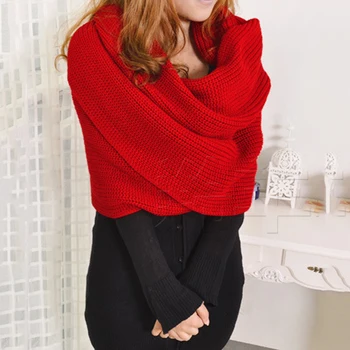 

2019 Women Knitted Scarf Solid Color Long Wraps Shawls Wool Winter Autumn Elegant Temperament Female Fashionable Warm Scarfs