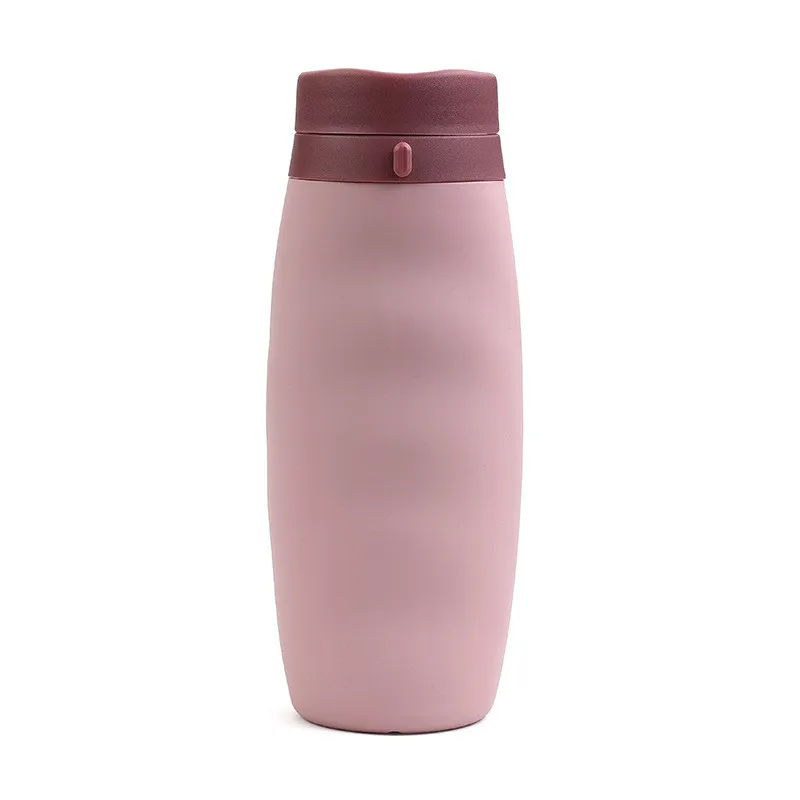 600 мл Складная Силиконовая Спортивная бутылка для воды, портативная креативная силиконовая портативная бутылка для воды, для путешествий на открытом воздухе, меч, бутылка для святых - Цвет: pink
