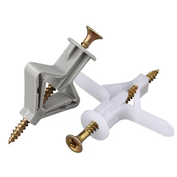 

50Set Nylon Plastic Expansion Screws Anchor Bolt Pipe Toggle Anchor With Plasterboard Wall