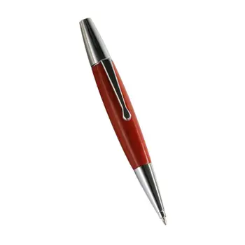 

Red Willow Wood Silver Chessboard Twist Trim Fat Ballpoint Pen Writing Tool Gift