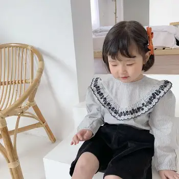 

2020 new wholesale girls ruffles shirt cotton full sleeve fashion girls blouse 1-7 years HJ704