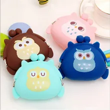 Милый детский мини-кошелек с рисунком Совы из мультфильма, кошелек для монет, силиконовый маленький мешочек ярких цветов, сумка для хранения денег, 4 варианта