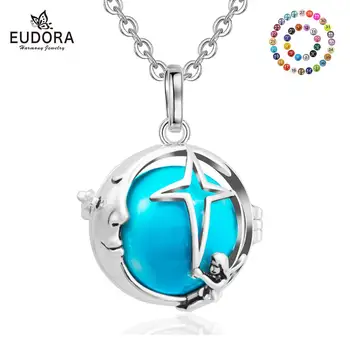 

EUDORA fashion star moon angel girl cage sound Pendant Necklace Mexican Bola Harmony Ball Bell Pregnant Women party Gift K128