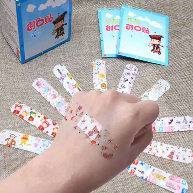 100 unids/pack impermeable de dibujos animados lindo tirita la hemostasia vendas adhesivas botiquín de primeros auxilios para los niños