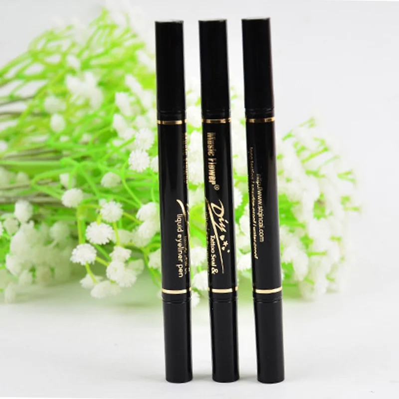 Double Ends Waterproof Black Liquid Eyeliner Tattoo Seal Waterproof Long-lasting JS11