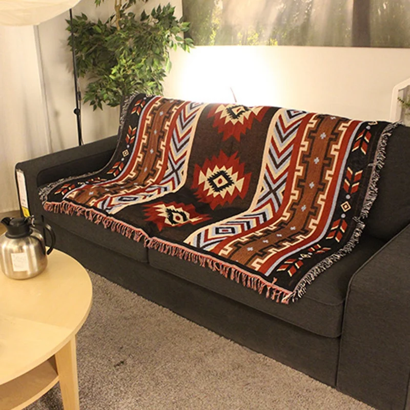 

Multi-Function Ethnic Style Vintage Blanket Indian National Creative Geometric Totem Tapestry Sofa Blanket Bed Linen Table Cloth