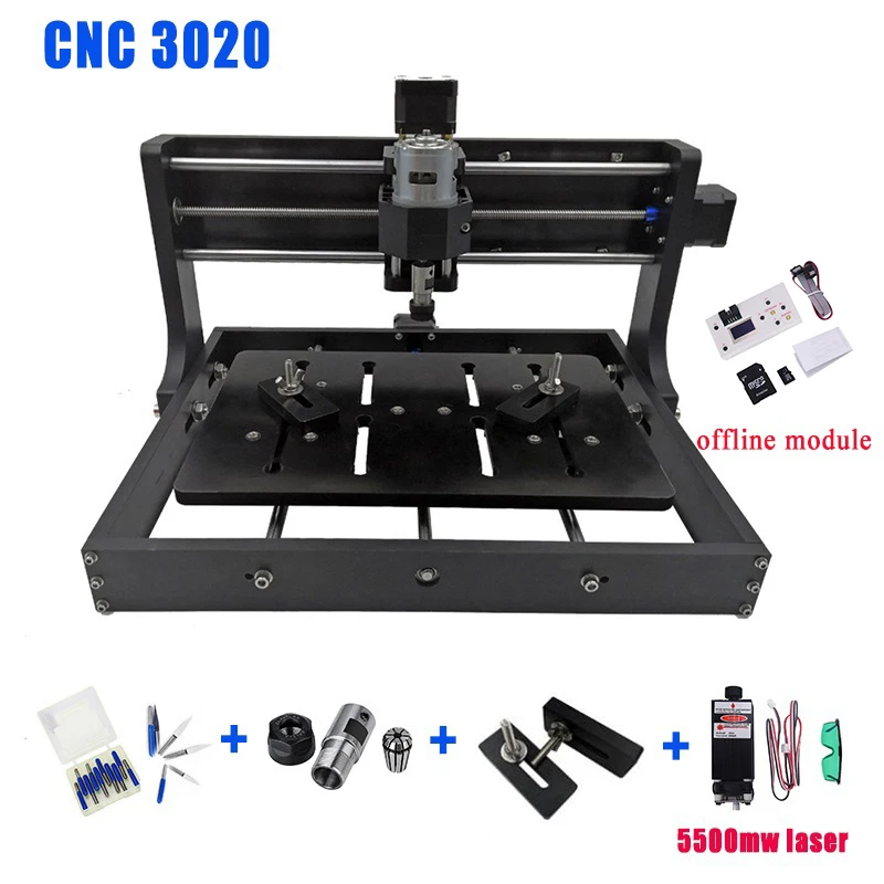 CNC 3020 Diy мини-машина 3 оси pcb фрезерный станок, деревообрабатывающий станок, лазерная гравировка с GRBL управлением в автономном режиме лучшие передовые игрушки - Цвет: 5500mw