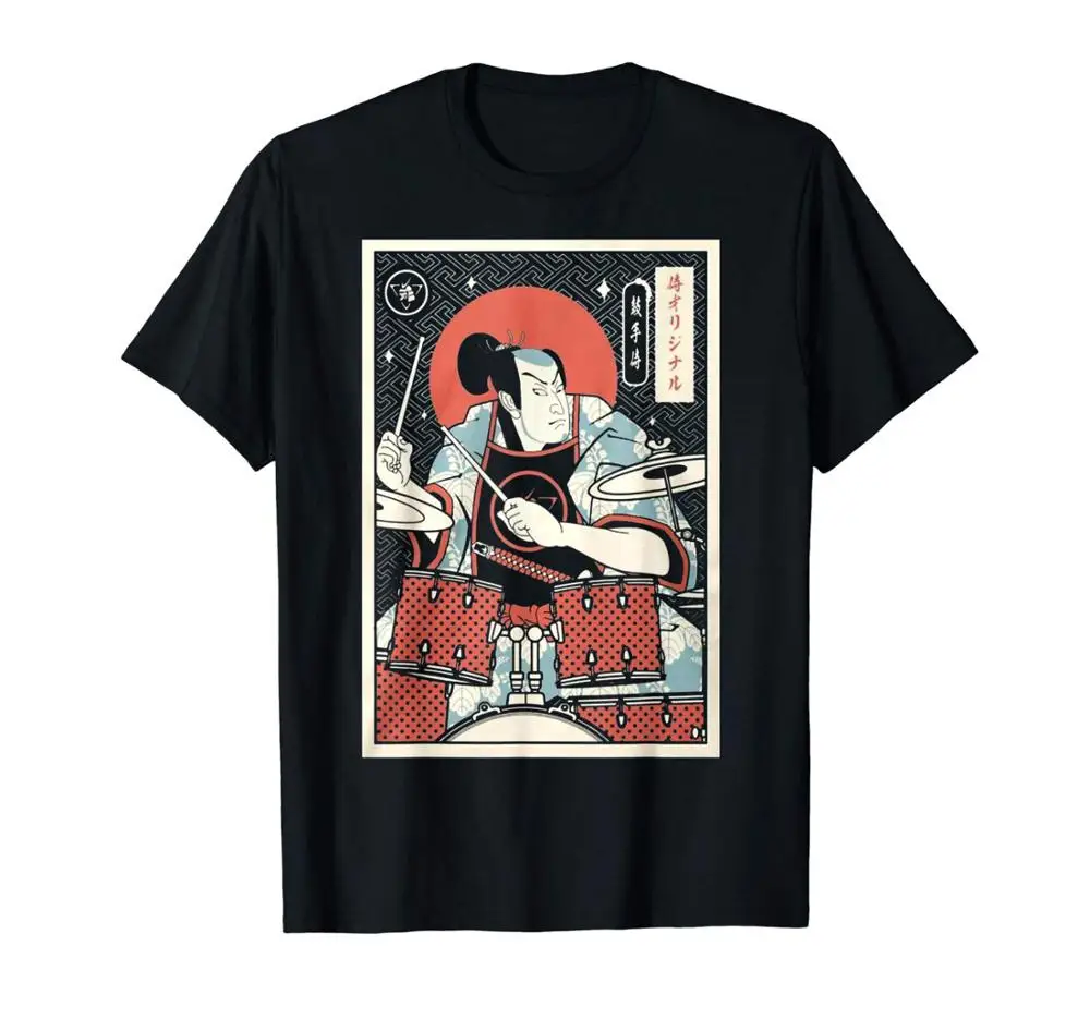 Drummer Samurai T Shirt New Fashion Men Cotton Short Sleeve Tee Shirts harajuku | Мужская одежда