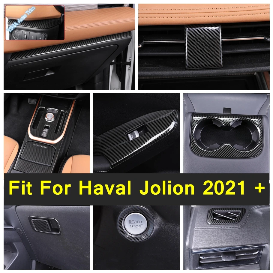

Dashboard Air AC Vent Outlet / Armrest Window Rise Lift Down Control Cover Trim For Haval Jolion 2021 2022 Carbon Fiber Interior