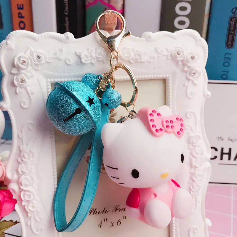 Style6 Стильная футболка с изображением персонажей видеоигр рисунок «Hello Kitty» кукла-брелок для ключей женские ювелирные изделия колокольчика кожаный брелок из веревок для девочек сумка Подвеска автомобиль брелок на подарок - Цвет: Style6