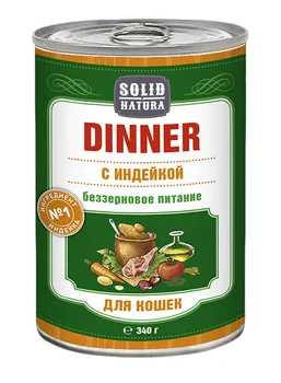 

SOLID NATURA SOLID NATURA DINNER bezzernovye for adult cats with turkey