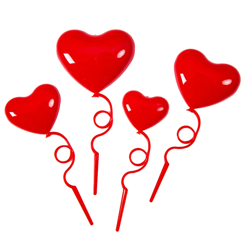 4PCS Romantic Cake Toppers Beautiful Girl Back Shadow Balloons Heart-shaped Picks for Party | Дом и сад