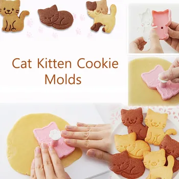 

3Pcs/Set Cat Kitten Cookie Molds Fondant Cutter Biscuit Cutter Cake Pastry Mold Cake Decoration Kitchen DIY Baking Supplies